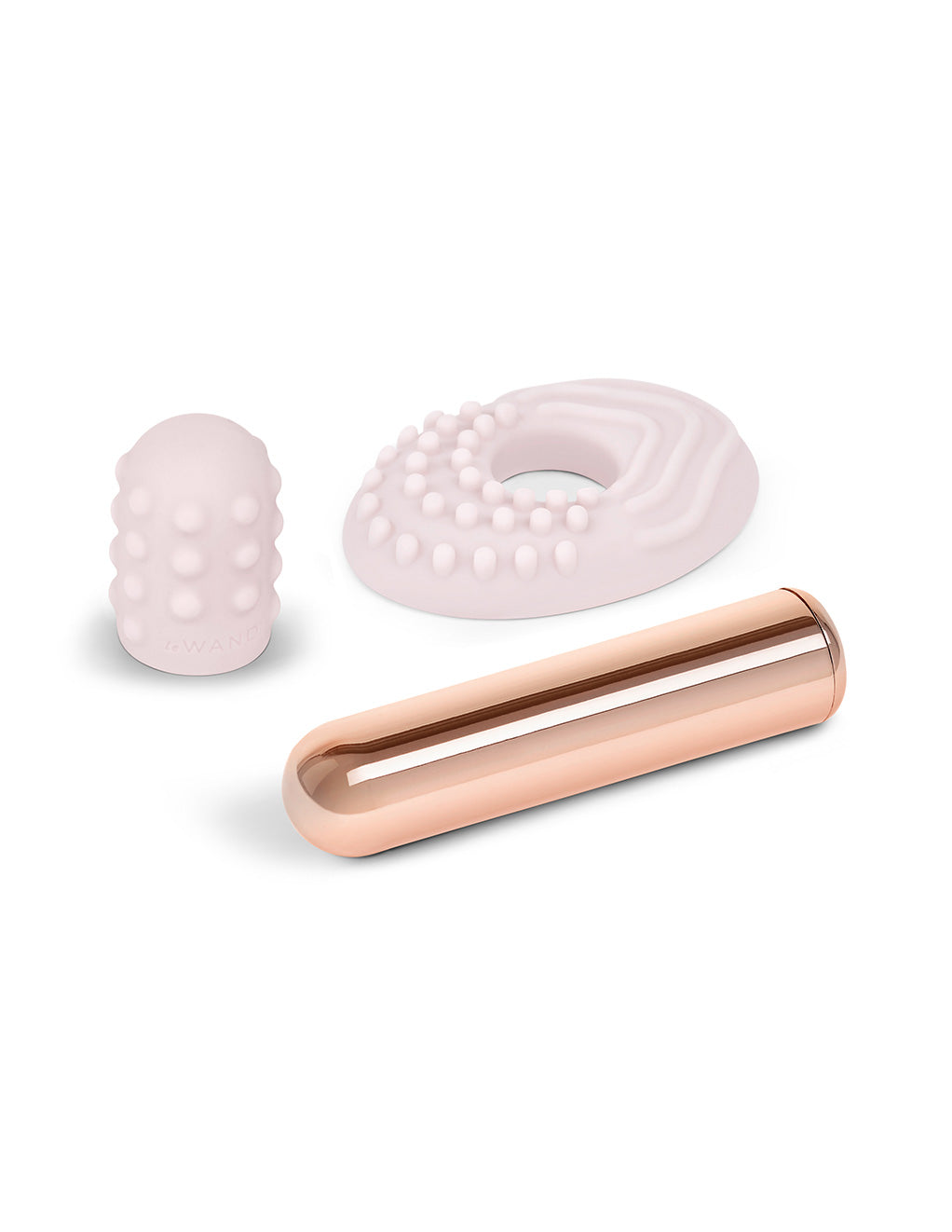 Le Wand Bullet Rechargeable Clitoral Vibrator- Rose Gold- Attachments