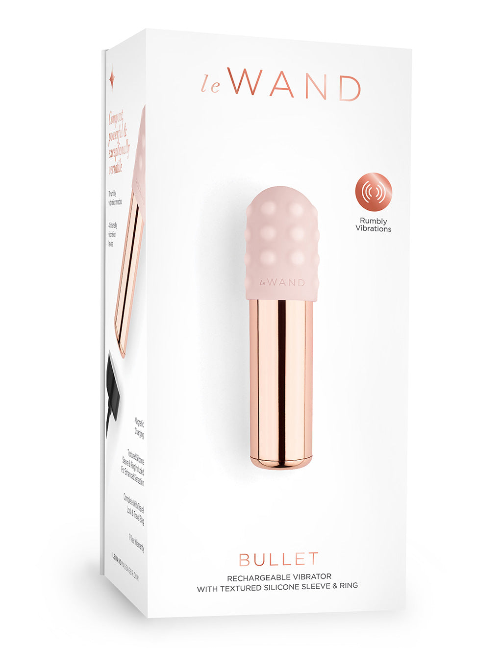 Le Wand Bullet Rechargeable Clitoral Vibrator- Rose Gold- Box