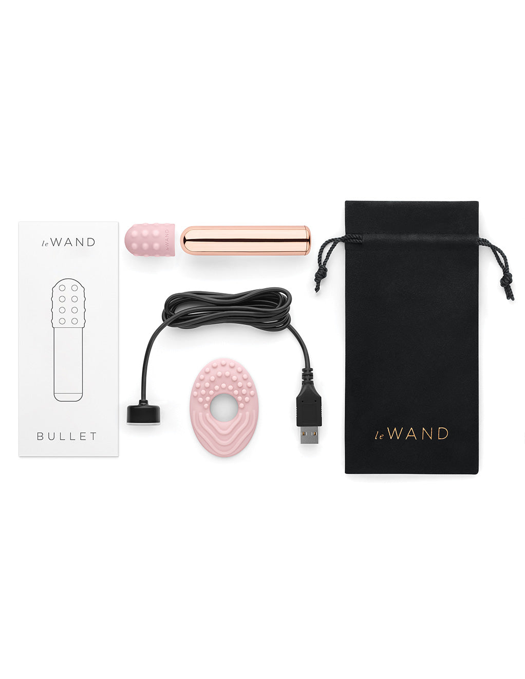 Le Wand Bullet Rechargeable Clitoral Vibrator- Rose Gold- Contents