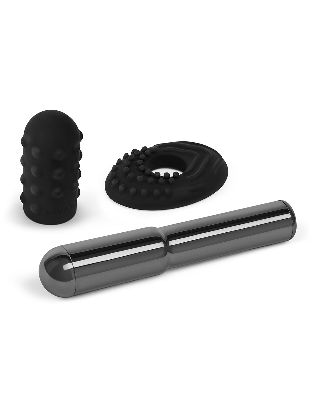 Le Wand Grand Bullet Rechargeable Clitoral Vibrator- Black- Attachments