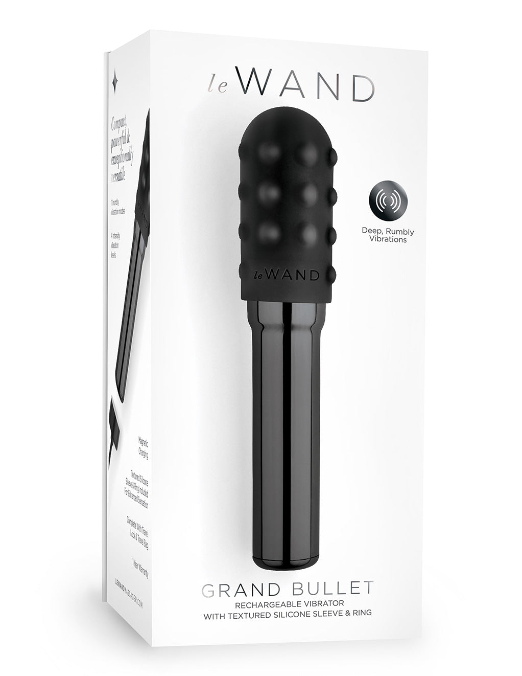 Le Wand Grand Bullet Rechargeable Clitoral Vibrator- Black- Box