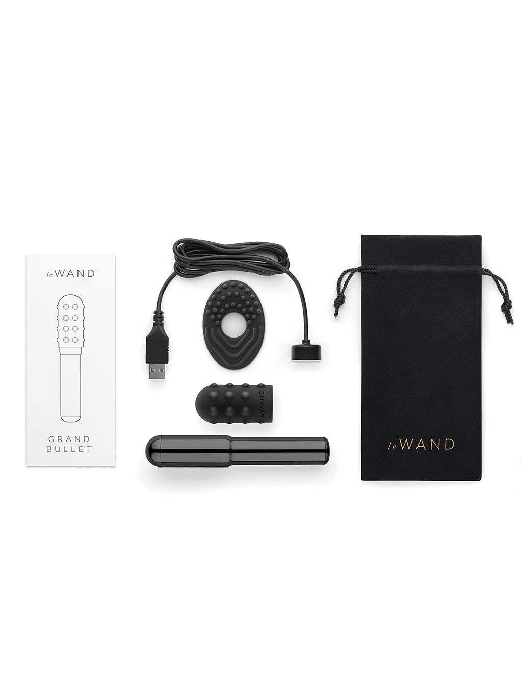 Le Wand Grand Bullet Rechargeable Clitoral Vibrator- Black- Contents