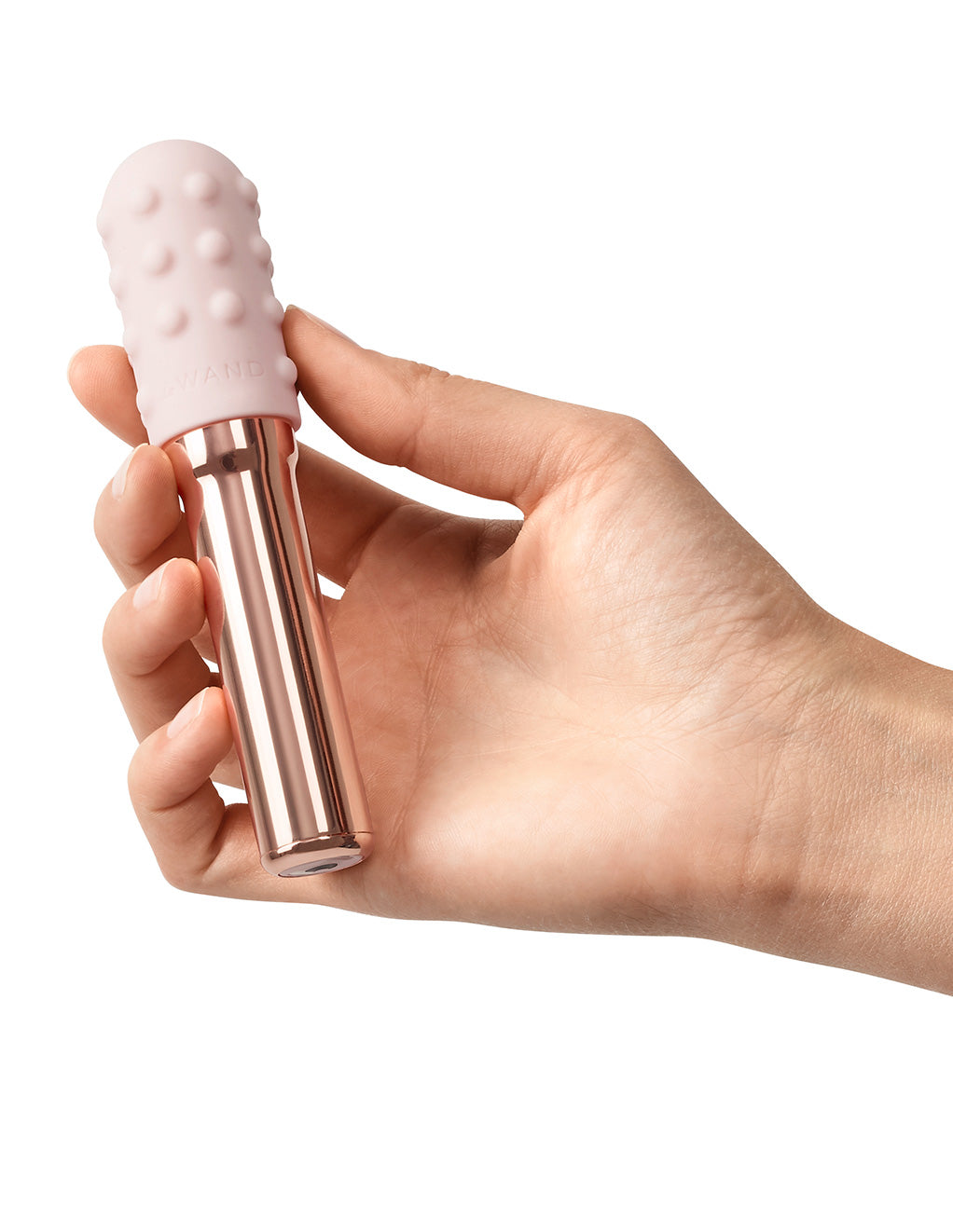 Le Wand Grand Bullet Rechargeable Clitoral Vibrator- Rose Gold- In hand