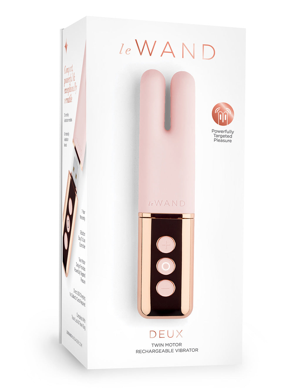 Le Wand Deux Rechargeable Clitoral Vibrator- Rose Gold- Box