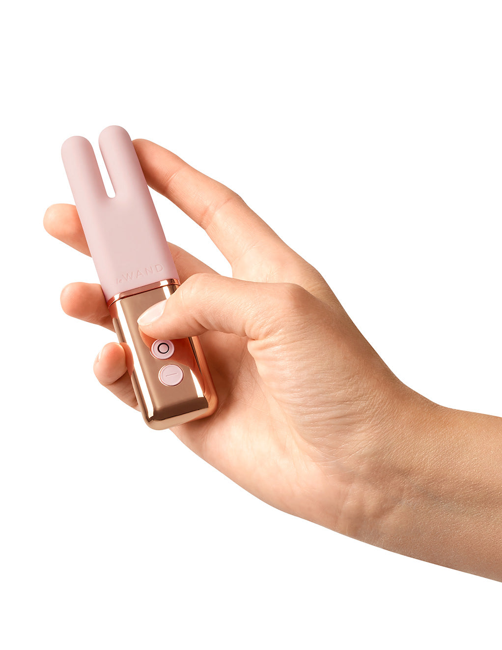 Le Wand Deux Rechargeable Clitoral Vibrator- Rose Gold- In hand