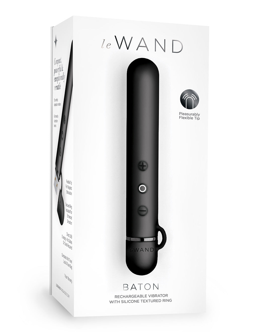 Le Wand Baton Rechargeable Clitoral Vibrator- Black- Box