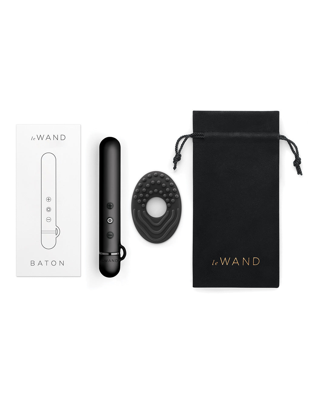 Le Wand Baton Rechargeable Clitoral Vibrator- Black- Contents