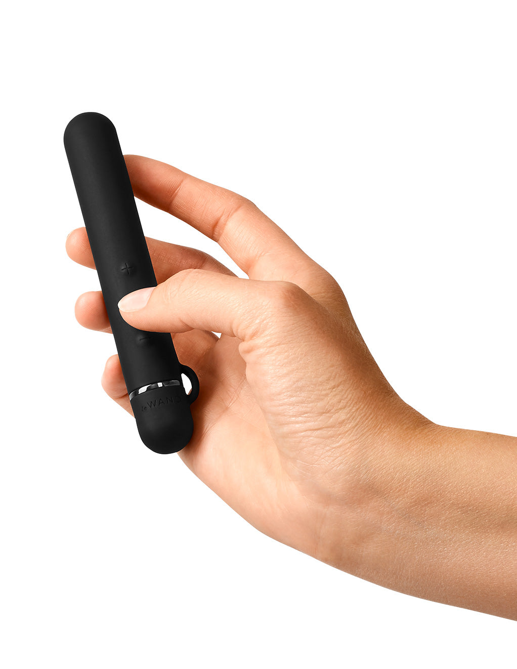Le Wand Baton Rechargeable Clitoral Vibrator- Black- In hand