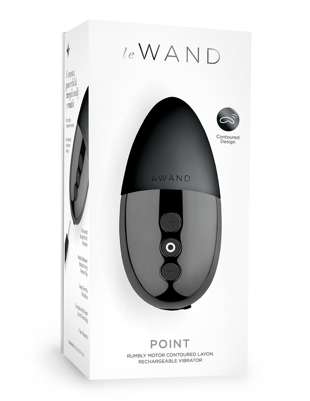 Le Wand Point Rechargeable Clitoral Vibrator- Black- Box