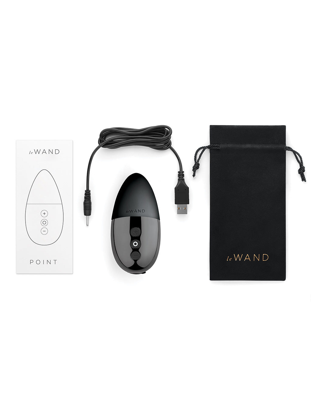 Le Wand Point Rechargeable Clitoral Vibrator- Black- Contents