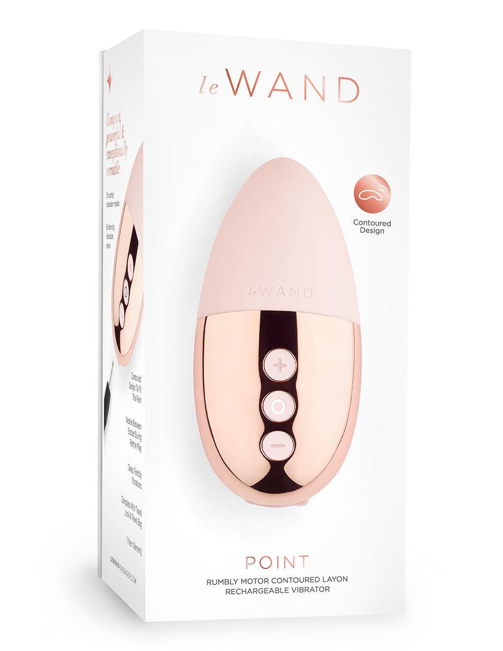 Le Wand Point Rechargeable Clitoral Vibrator- Rose Gold- Box