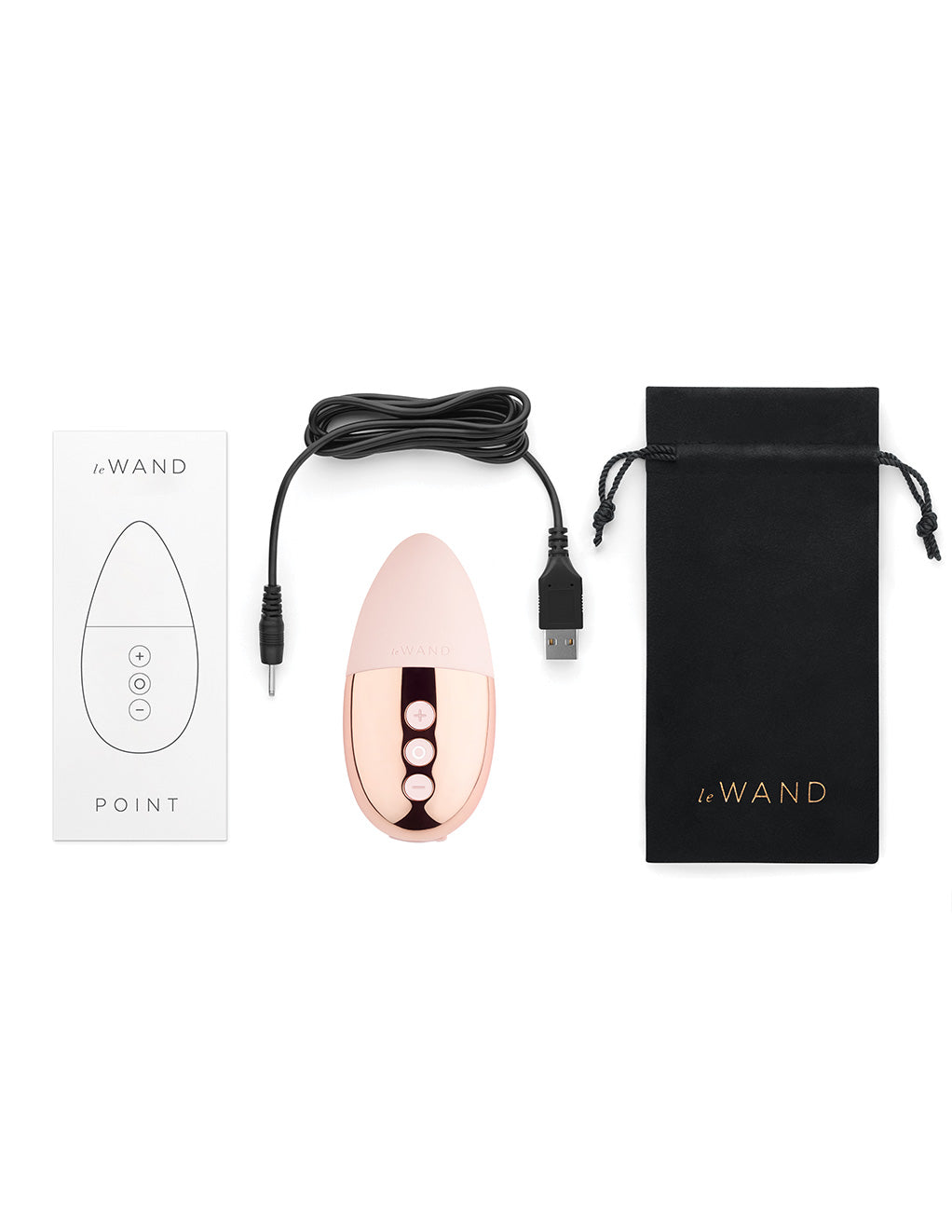 Le Wand Point Rechargeable Clitoral Vibrator- Rose Gold- Contents