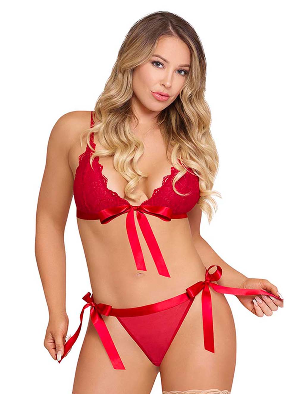 Exposed Sugar & Spice Ribbon Tie Set- Red- Front