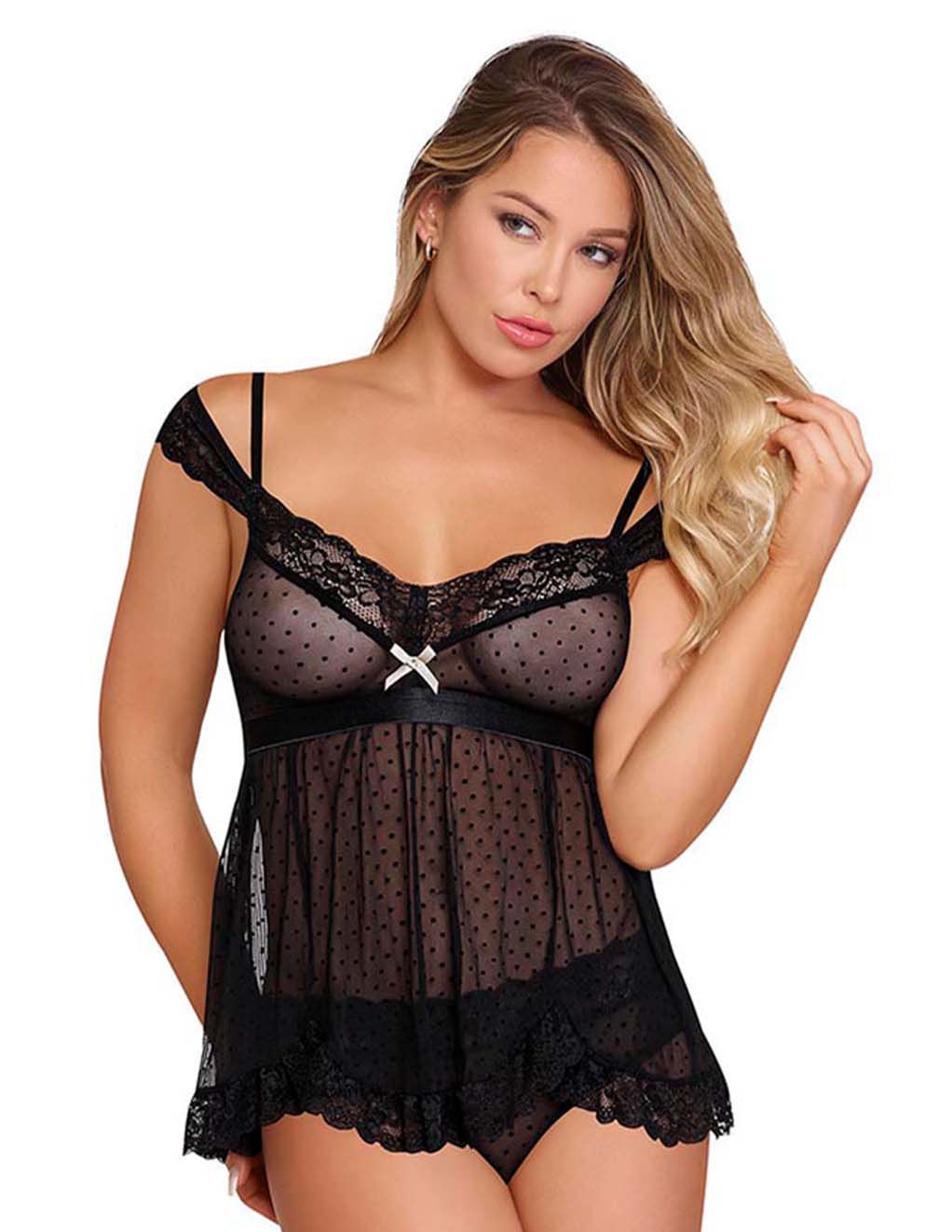 Exposed Passion Pointe Babydoll Set- Front