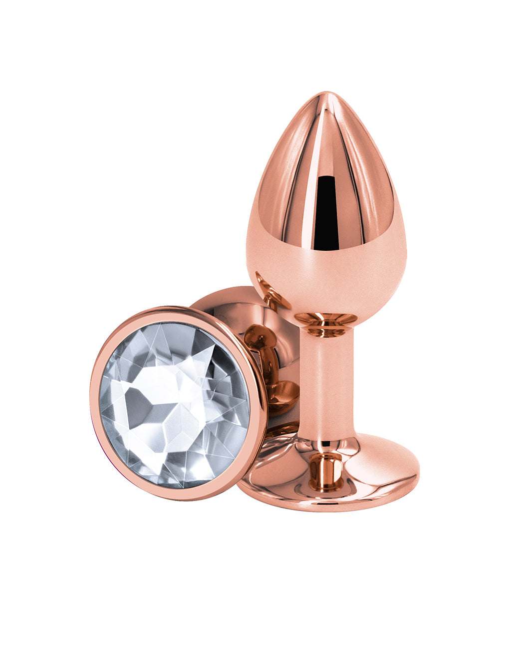 Rear Assets Rose Gold Plug- Clear- Small- Front