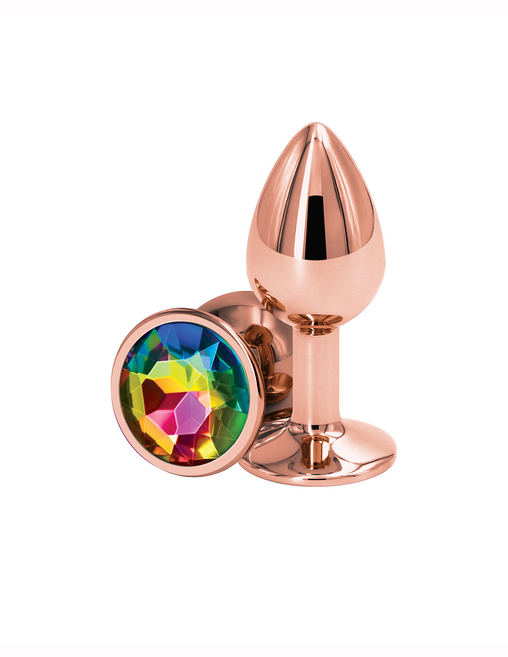 Rear Assets Rose Gold Plug- Small- Rainbow- Front