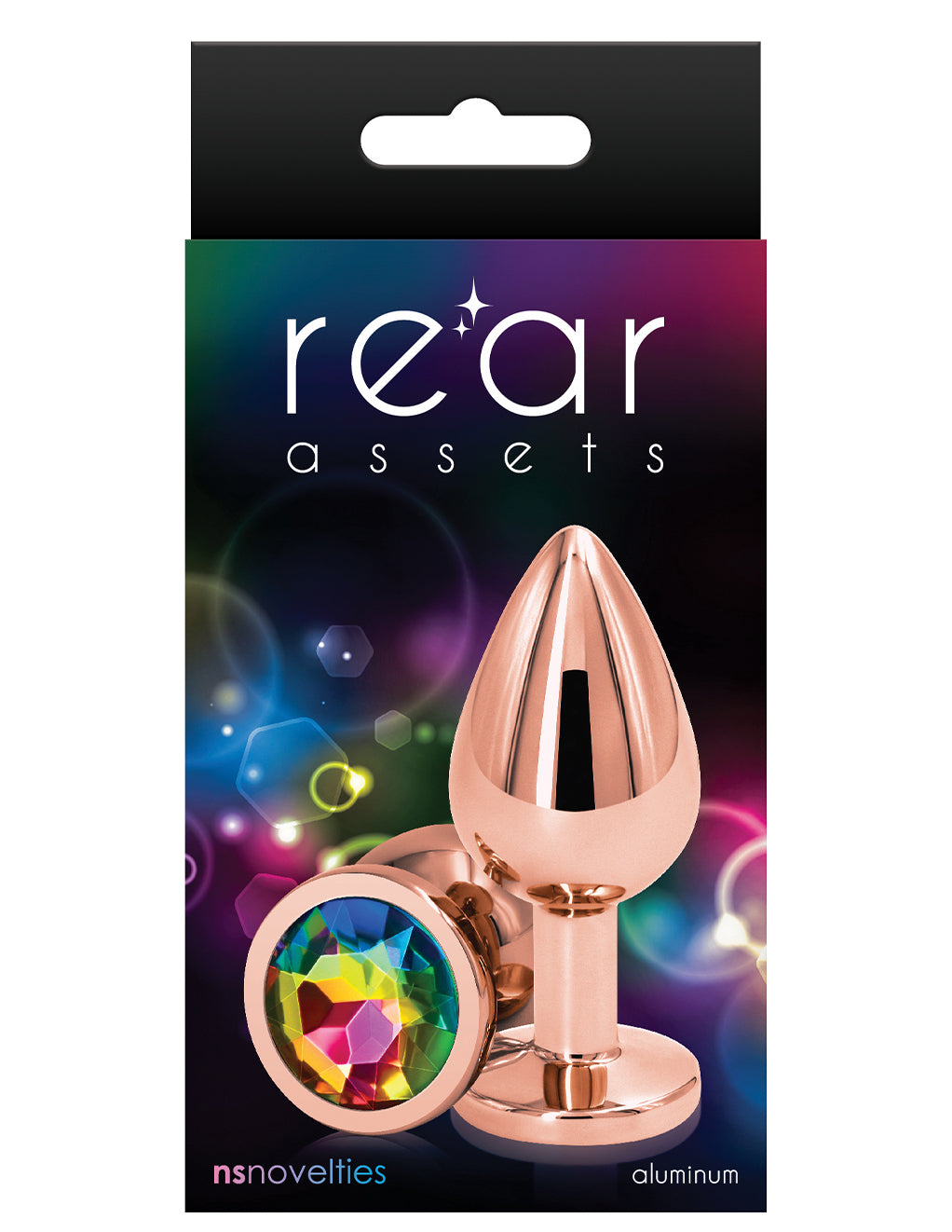 Rear Assets Rose Gold Plug- Rainbow- Medium- Box