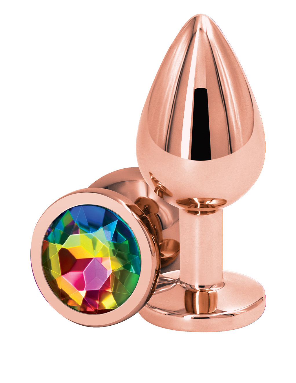 Rear Assets Rose Gold Plug- Rainbow- Medium- Front