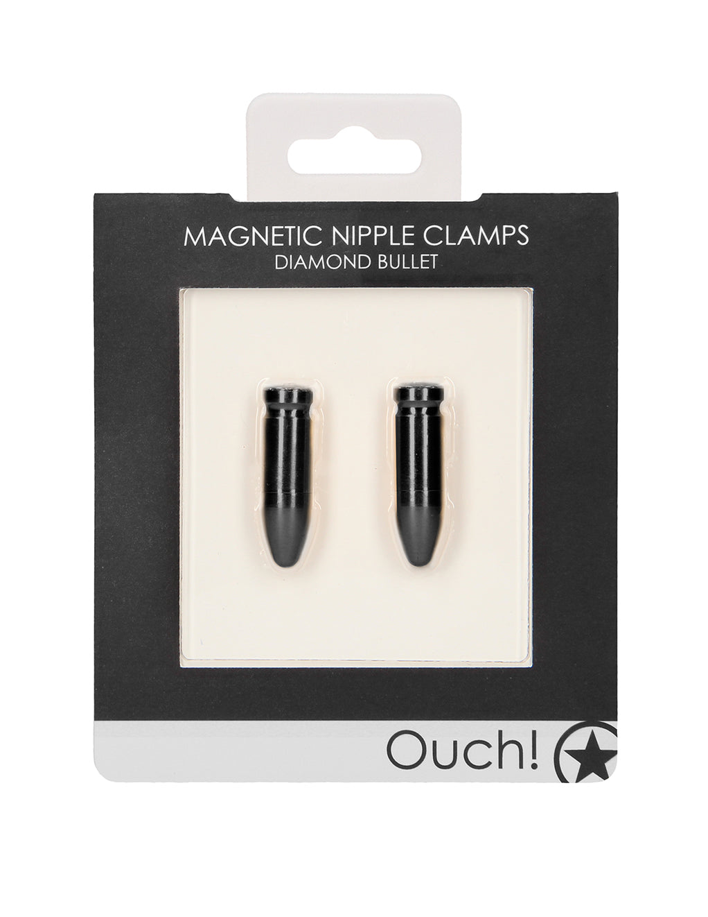Ouch! Magnetic Diamond Bullet Nipple Clamps- Black- Package
