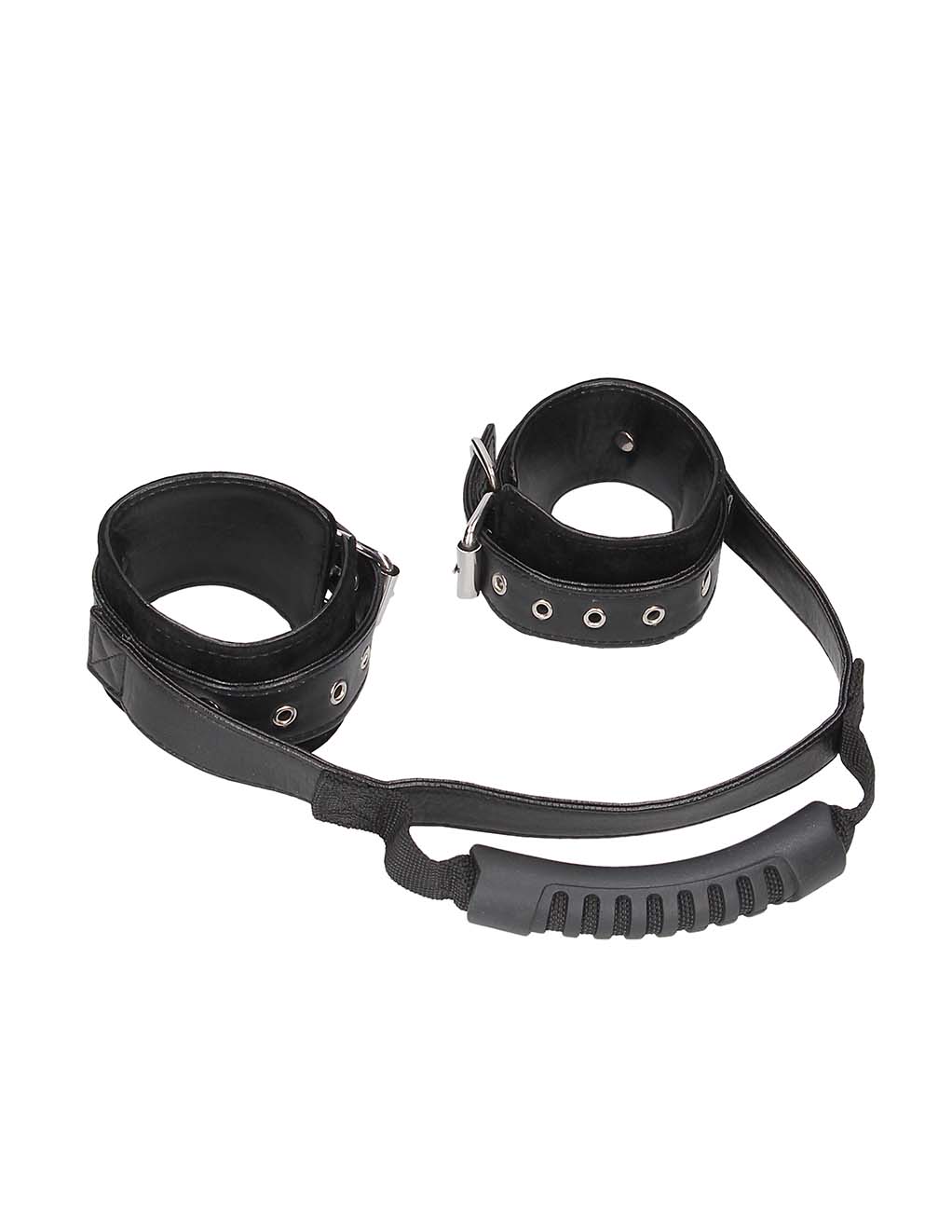 Ouch! Bonded Leather Hand Cuffs with Handle- main