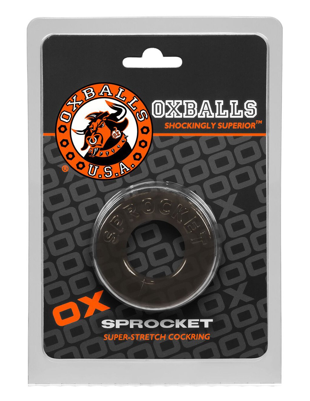 Oxballs Sprocket Cockring- Smoke- Package