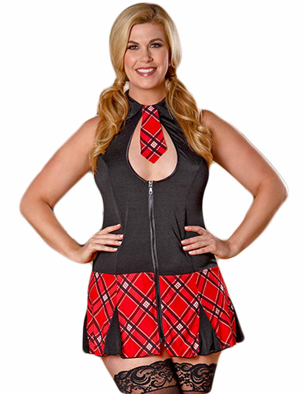 Exposed Dress Up Coed Cutie- Plus- Red- Front