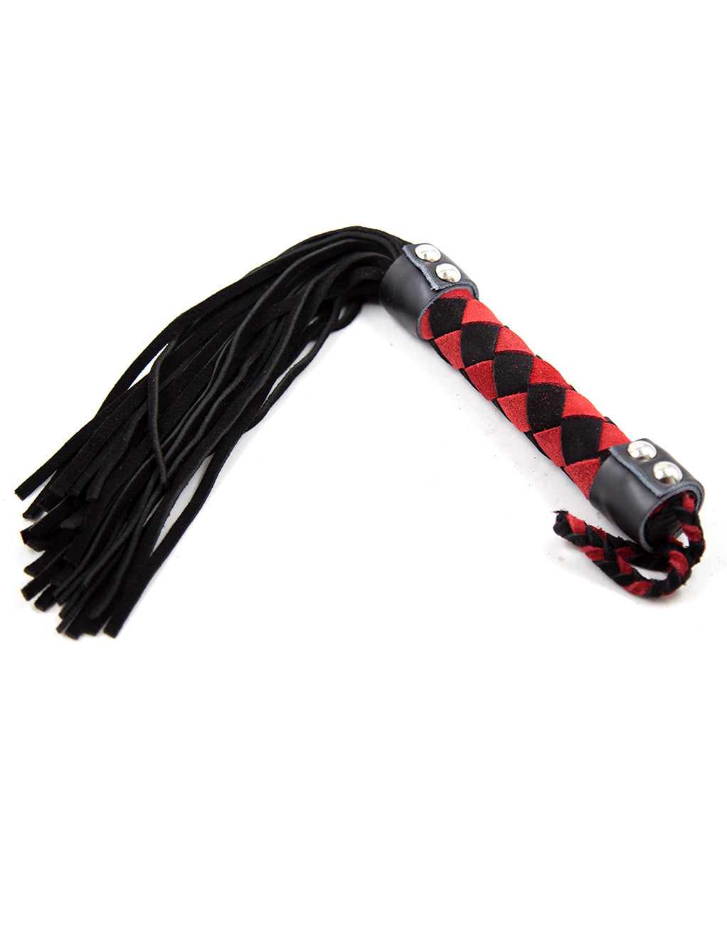 Bizarre Video 15" Leather Flogger- Red Black- Front
