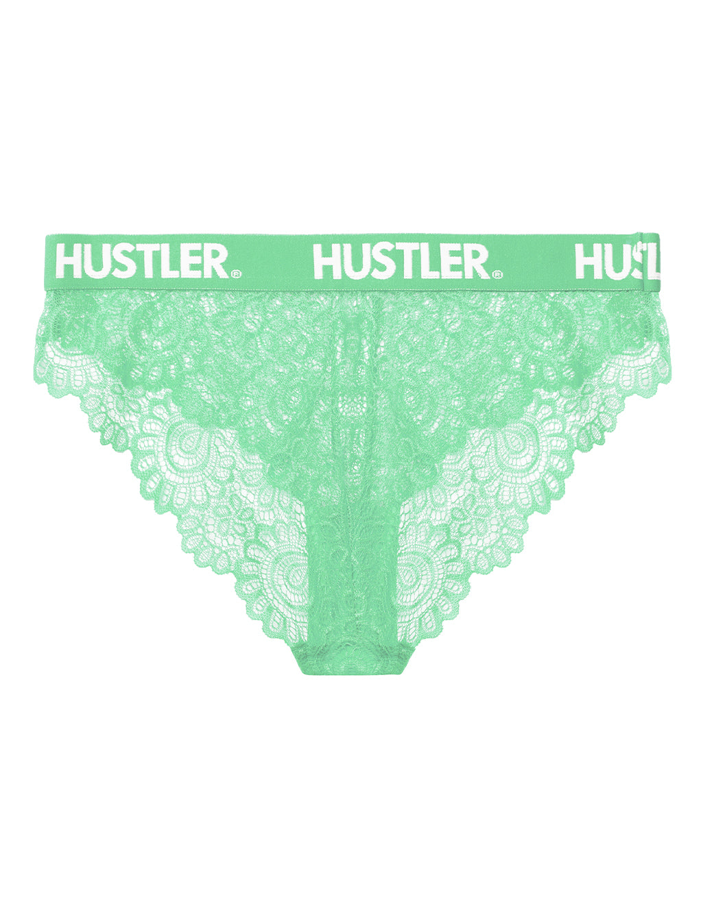 HUSTLER® Logo Lace Brief 4-12- Mint- Front