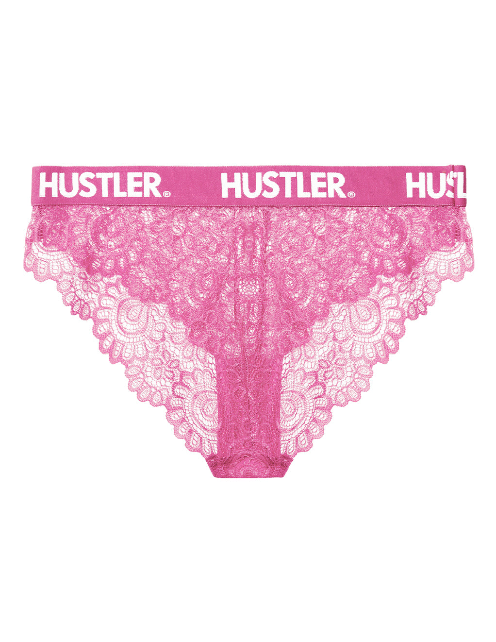HUSTLER® Logo Lace Brief 4-12- Pink- Front