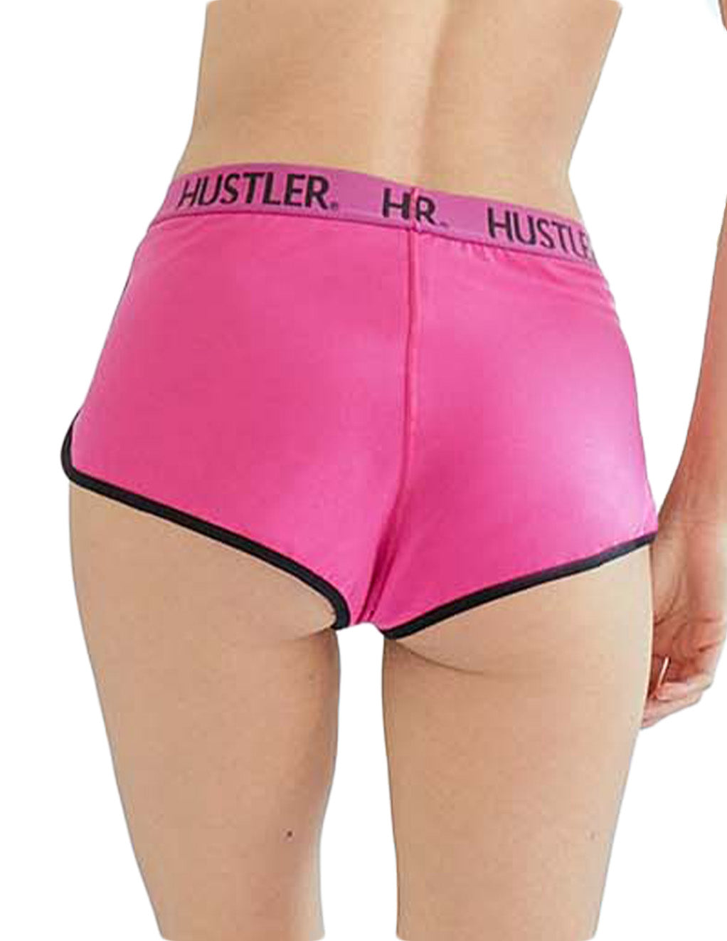 HUSTLER® Dolphin Shorts- Pink Black- Back- Cropped