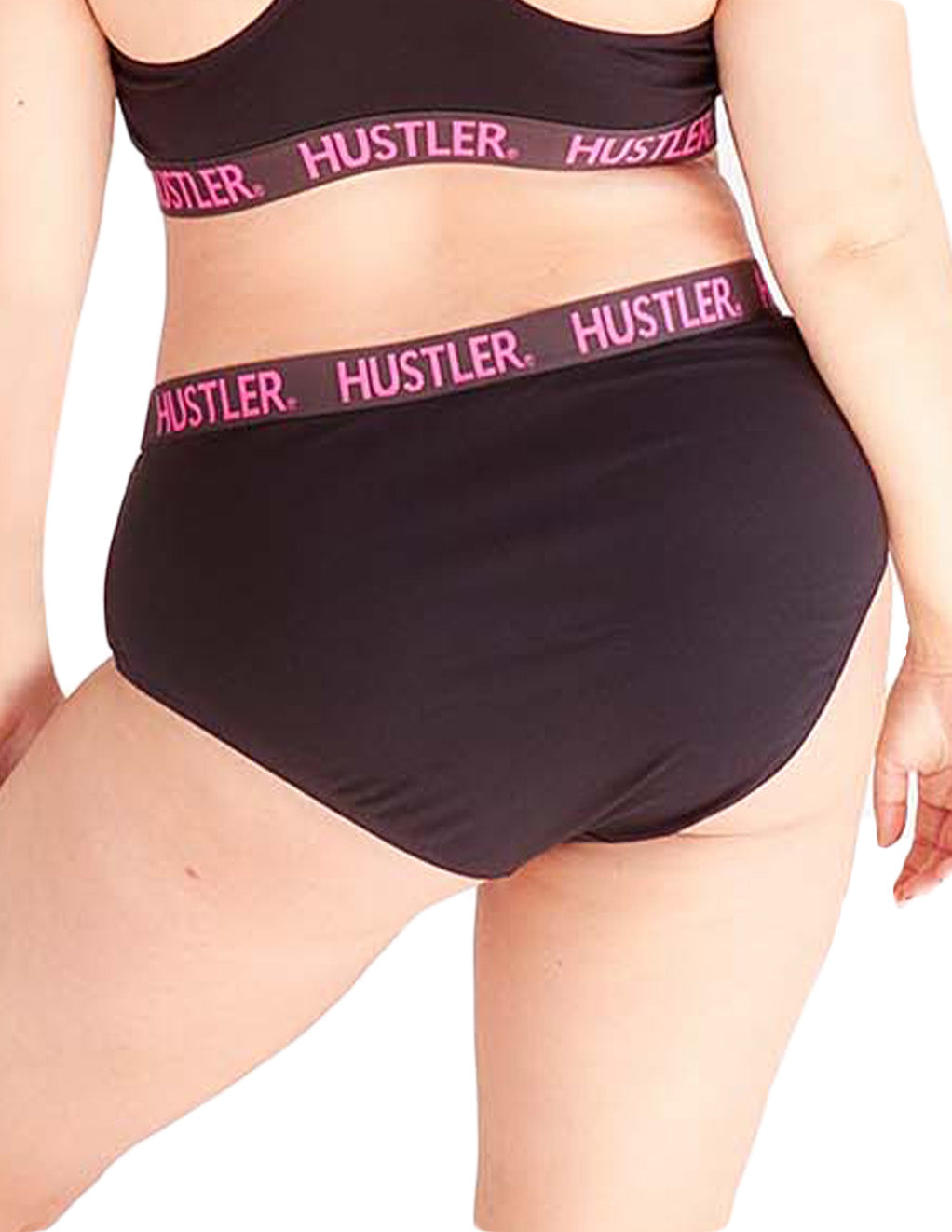 HUSTLER® Full Brief- Plus- Black Hot Pink- Back- Cropped