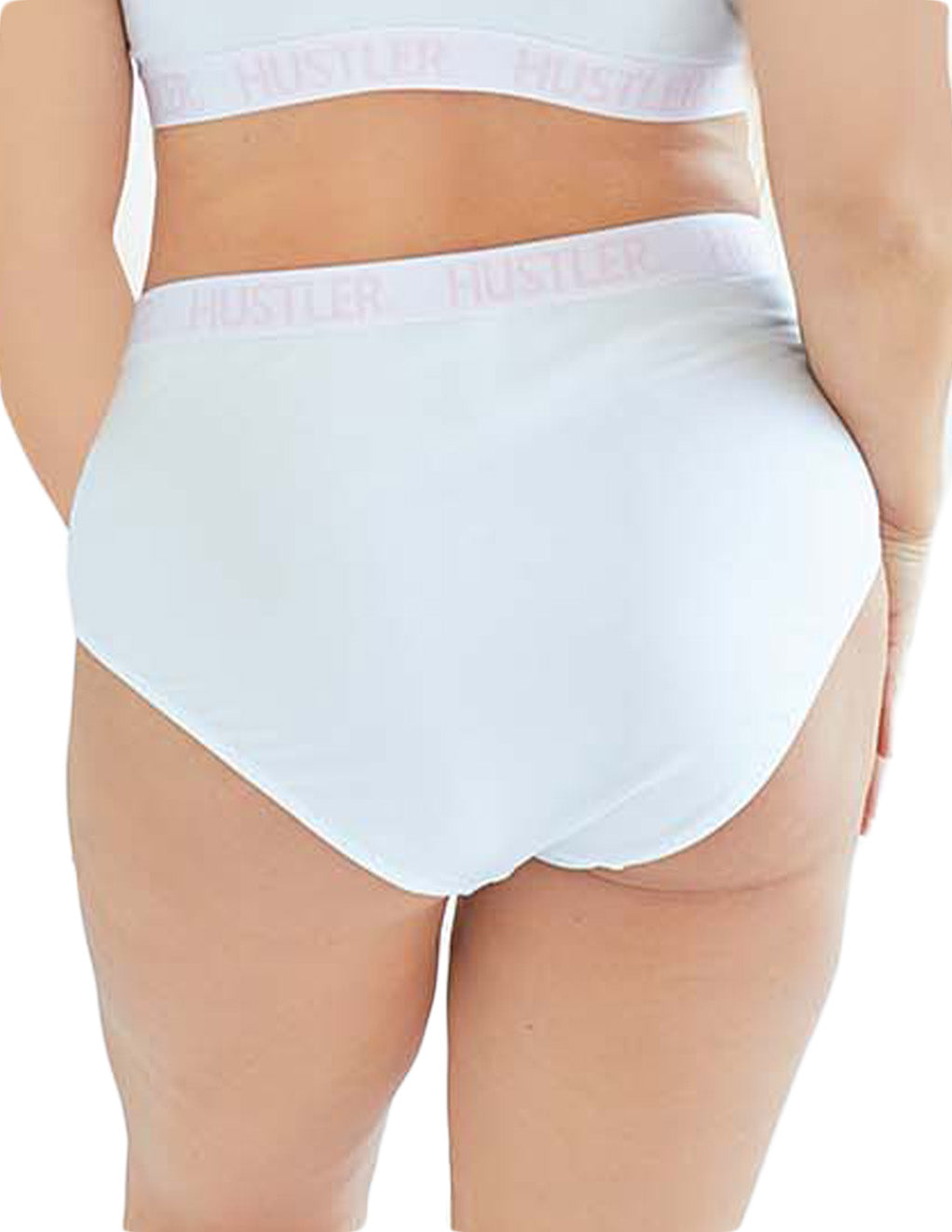 HUSTLER® Full Brief- Plus- White Pink- Back- Cropped