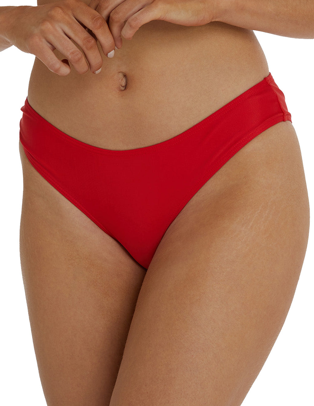 HUSTLER Cheeky Bikini Shortie- Red- Front on Model