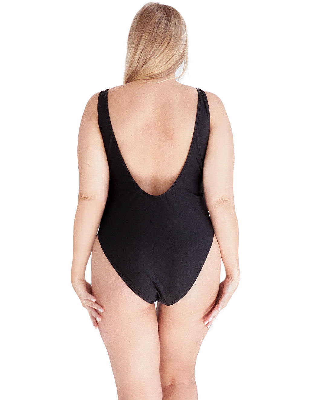 HUSTLER® Oversized Logo Swimsuit- Plus- Back