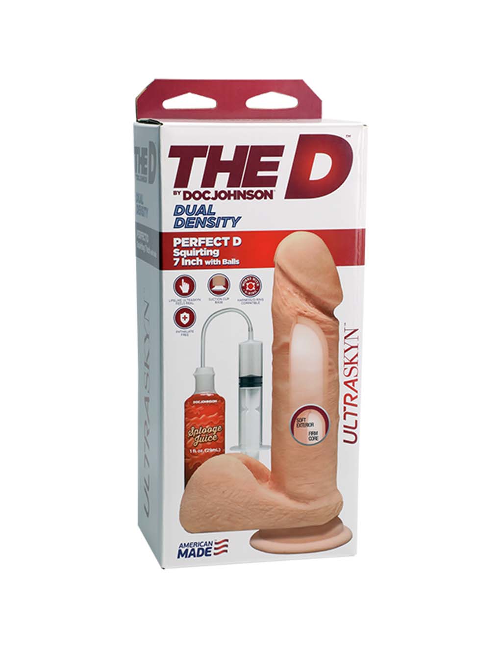 Perfect D 7" Squirting Dildo w/ Balls- Box