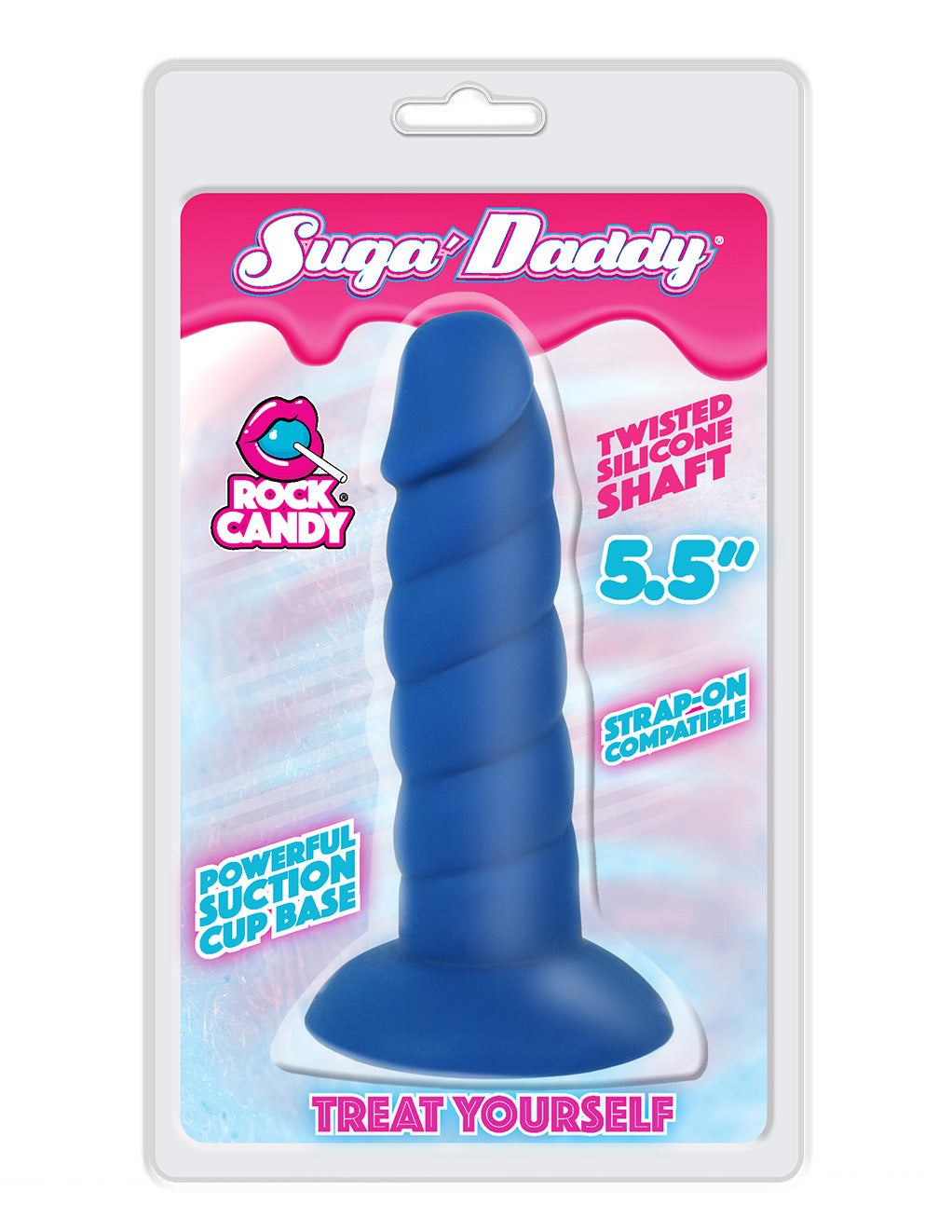 Suga Daddy 5.5 Inch Suction Cup Dildo- Blue- Package