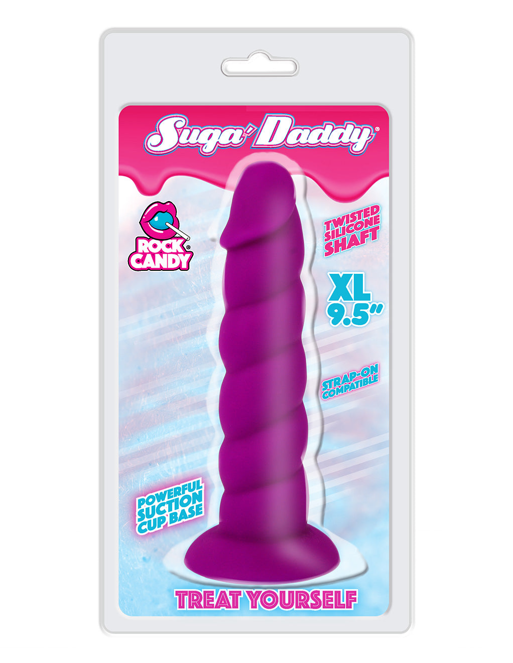 Suga Daddy 9.5 Inch Suction Cup Dildo- Purple- Package