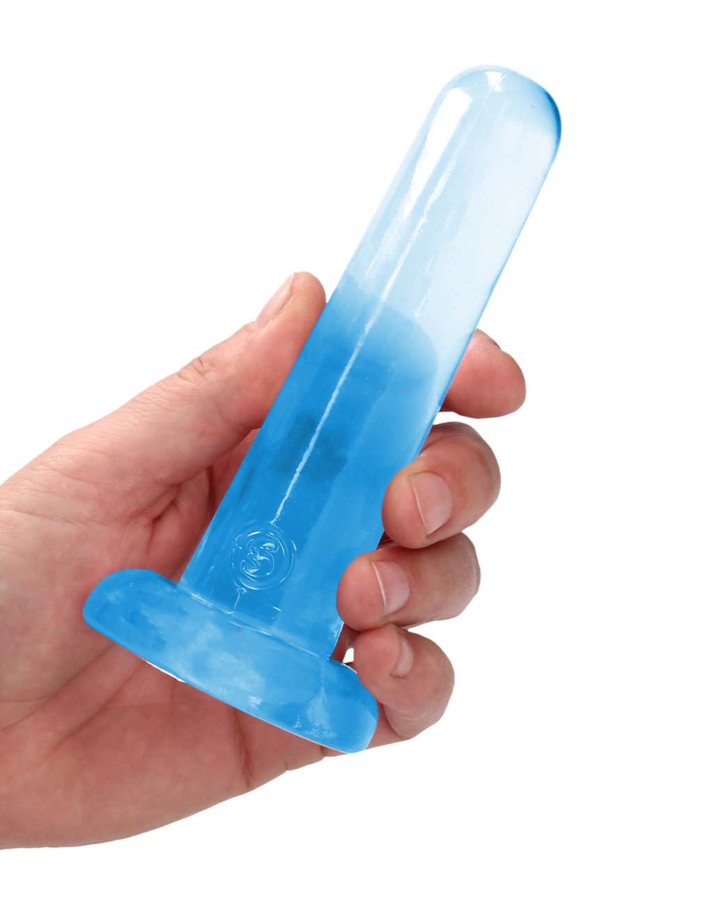 Real Rock Non Realistic Clear 5" Dildo- In Hand