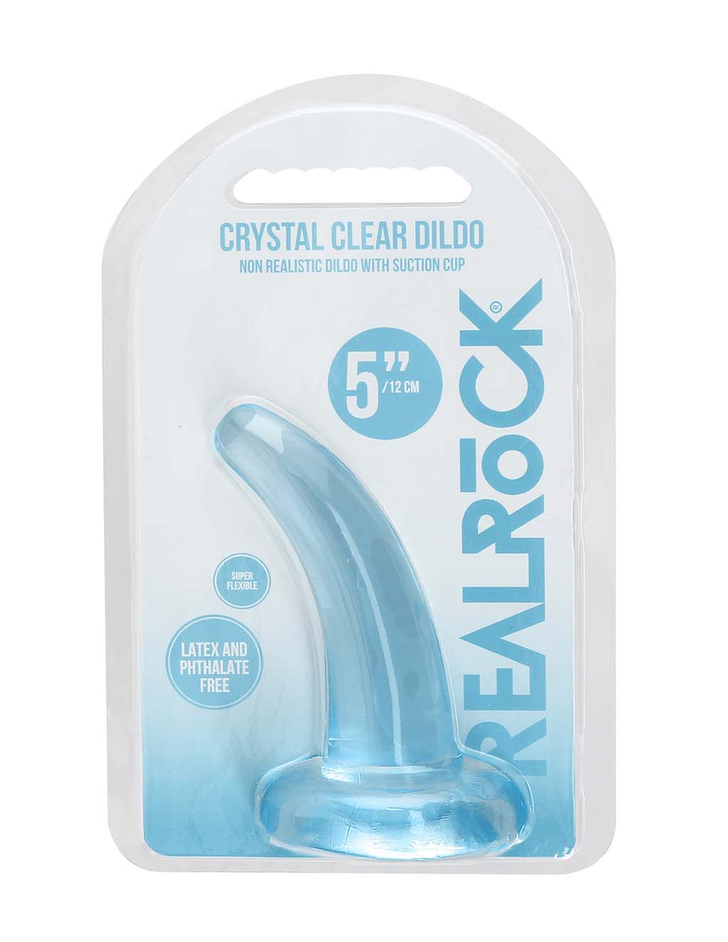 Real Rock Non Realistic Clear Curved 5" Dildo- Box