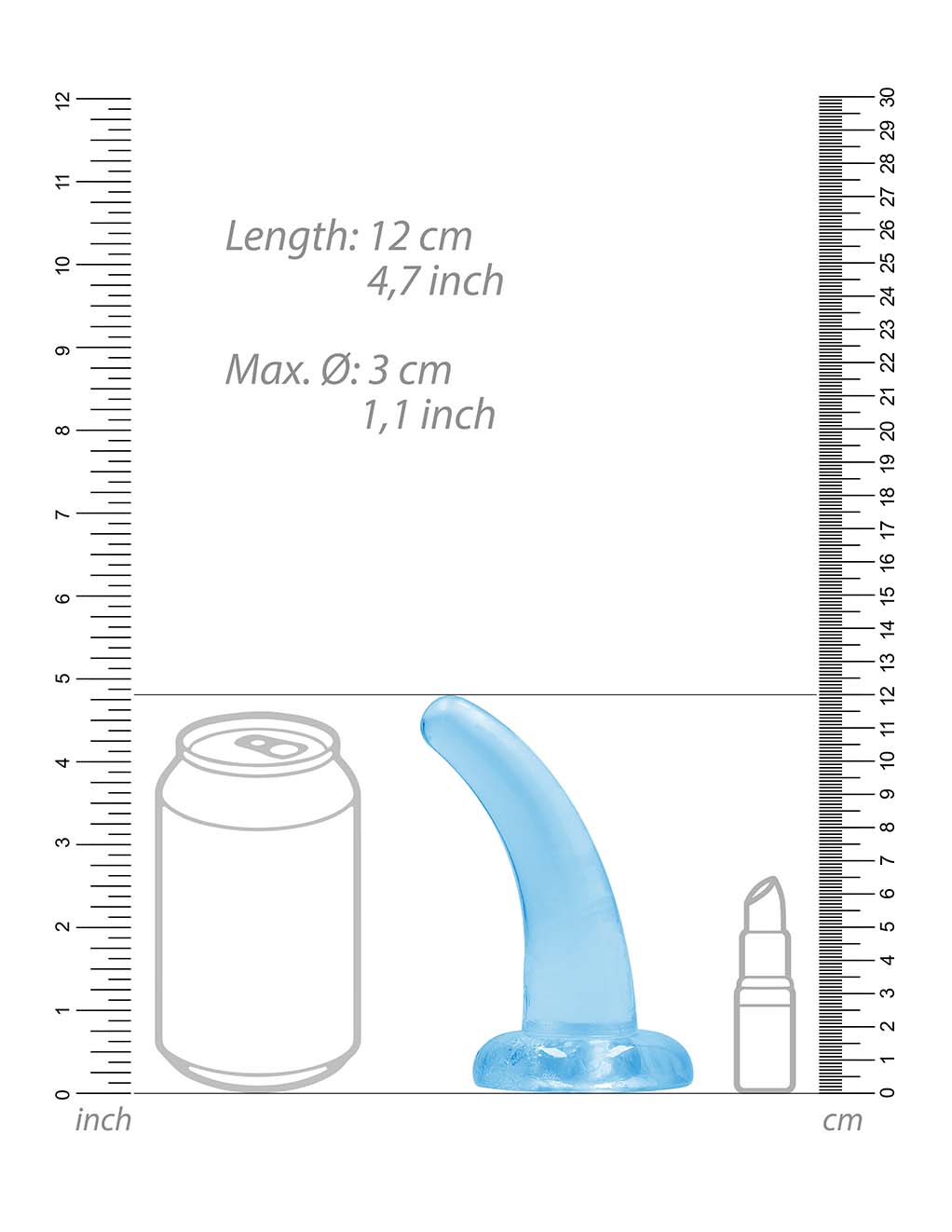 Real Rock Non Realistic Clear Curved 5" Dildo- Specs