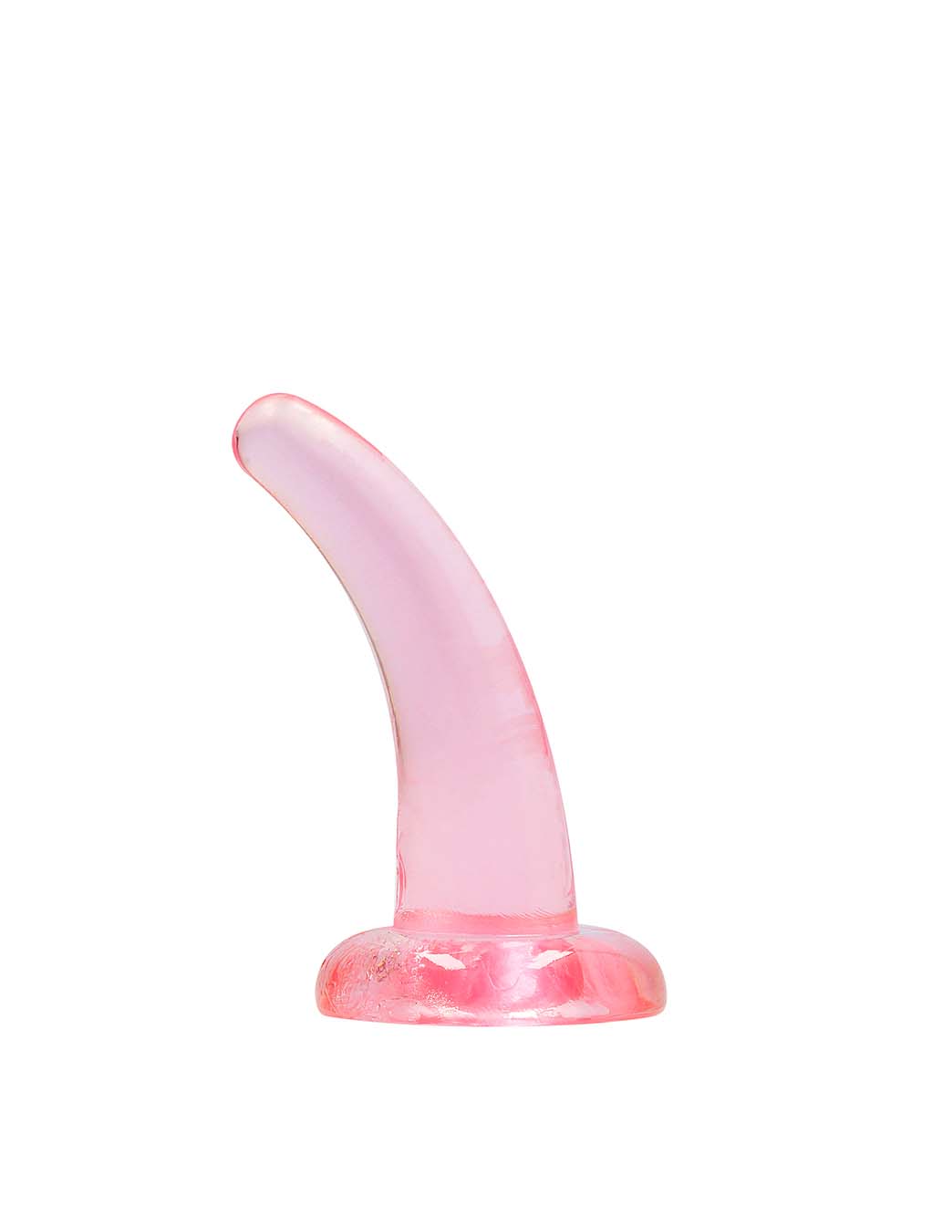 Real Rock Non Realistic Clear Curved 5" Dildo- Pink- Main