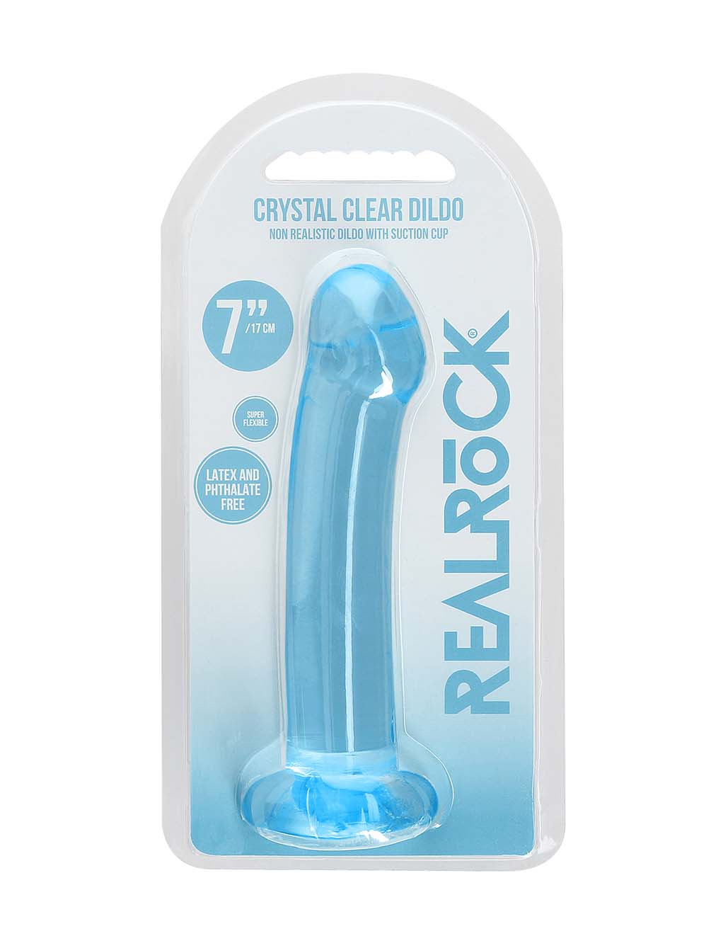 Real Rock Non Realistic Clear Smooth 7" Dildo- Box