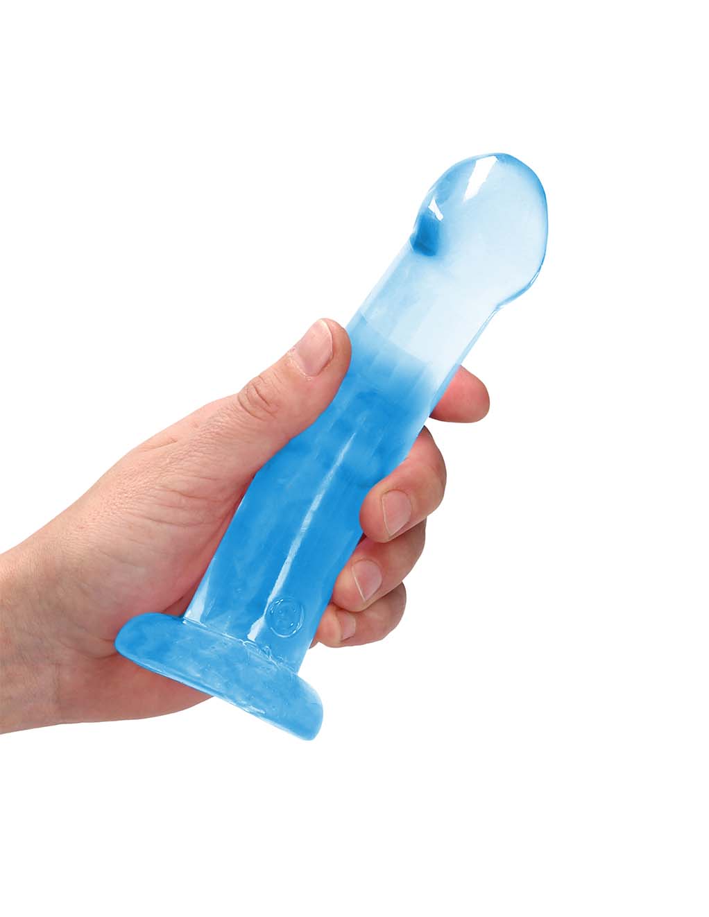 Real Rock Non Realistic Clear Smooth 7" Dildo- In Hand