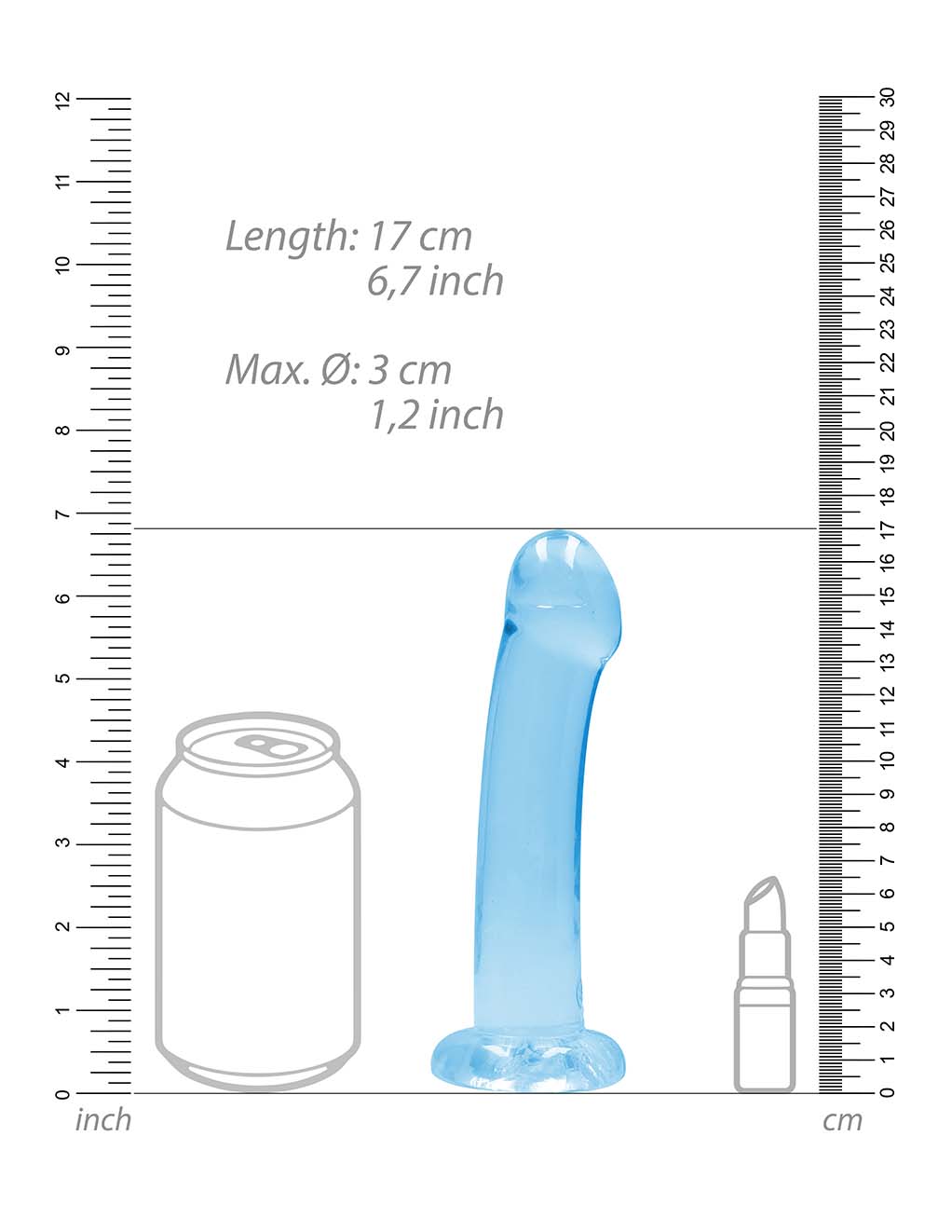 Real Rock Non Realistic Clear Smooth 7" Dildo- Specs