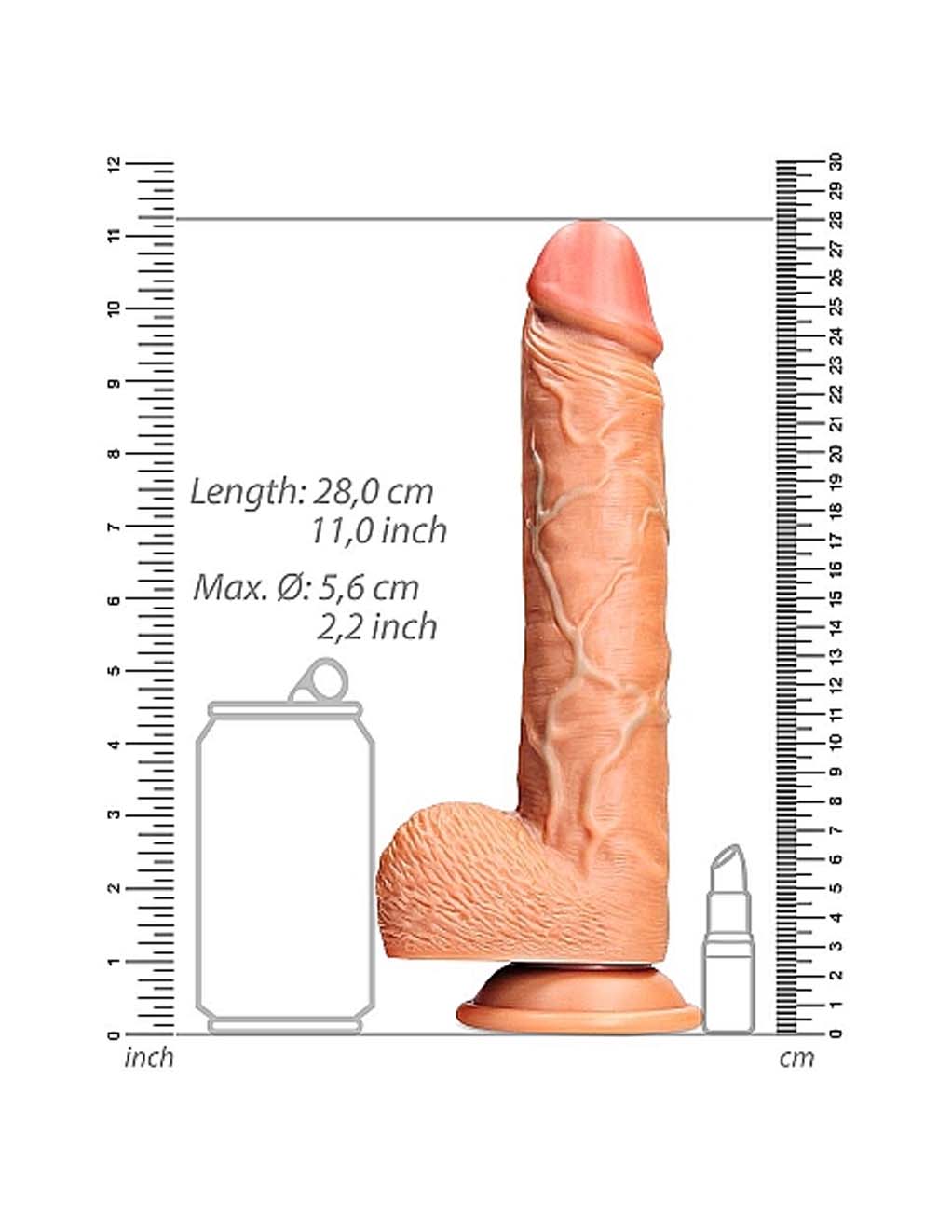 Real Rock Realistic 10" Dong with Balls- specs