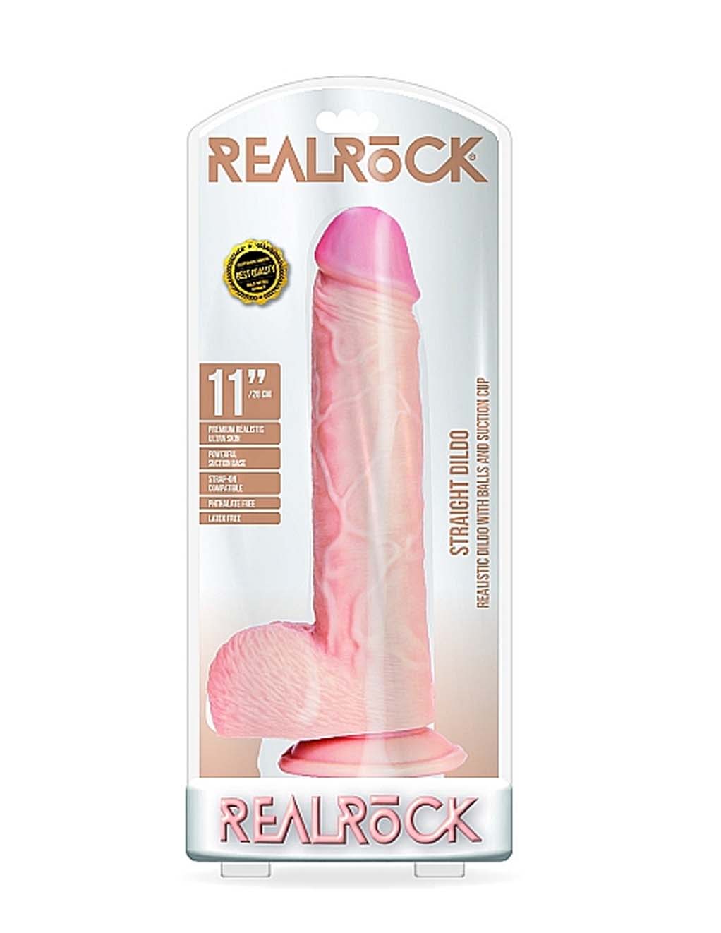 Real Rock Realistic 11" Dong with Balls- Packaging