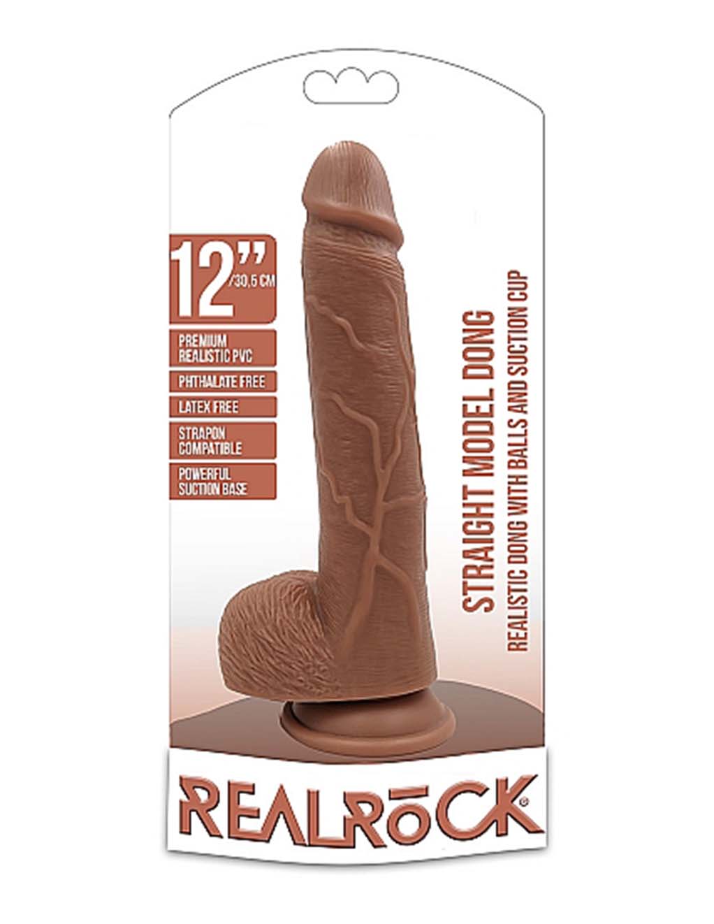 Real Rock Realistic 12" Dong with Balls- Caramel- box