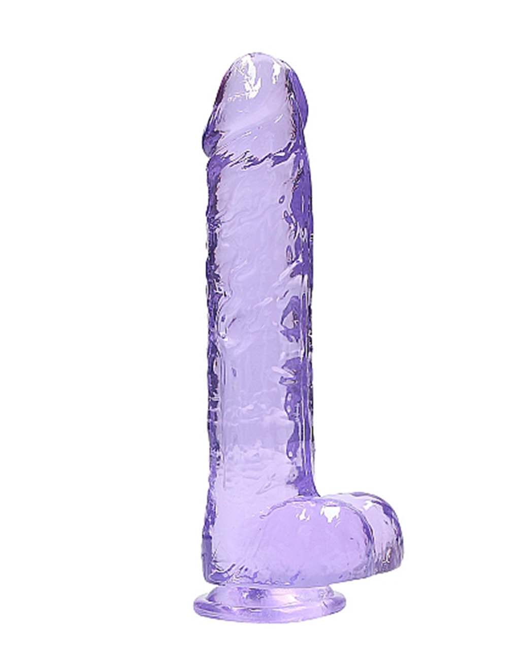 Real Rock Realistic Clear 10" Dildo with Balls- Purple- Main