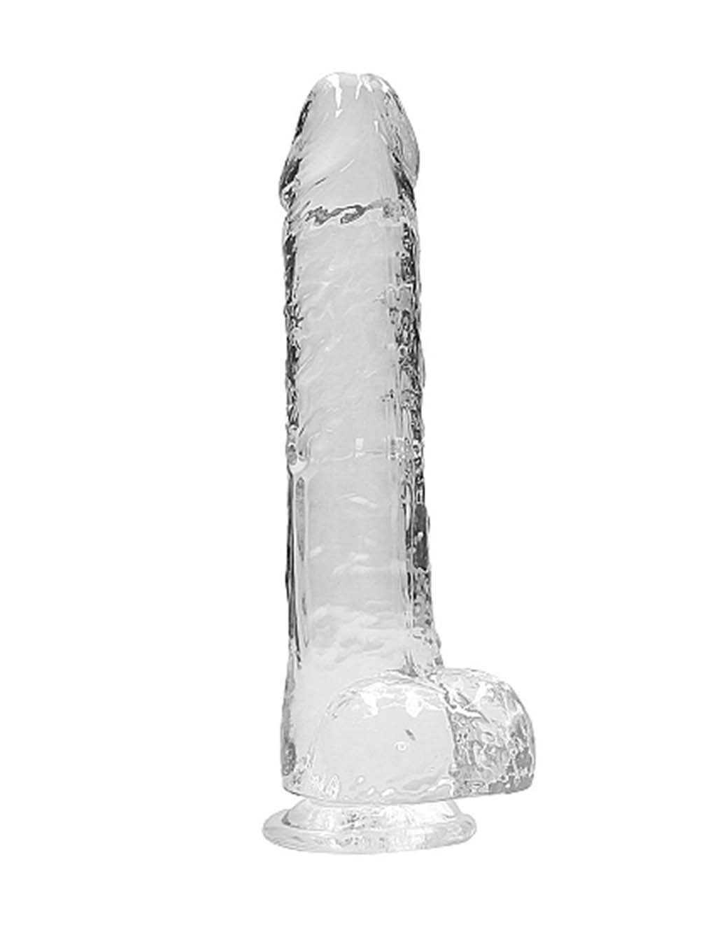 Real Rock Realistic Clear 10" Dildo with Balls- Clear- Main