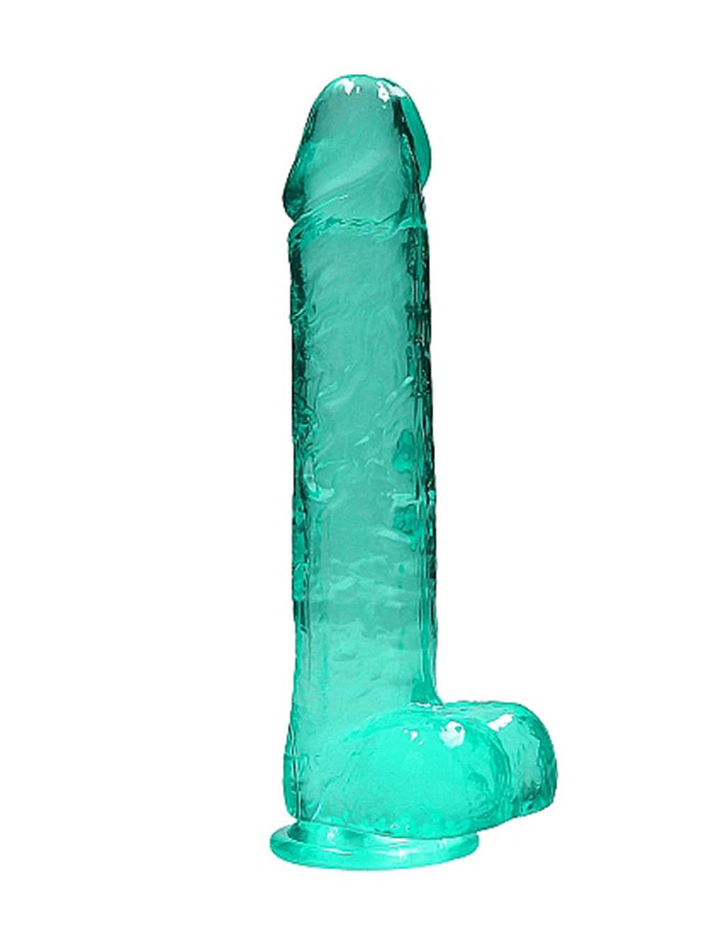 Real Rock Realistic Clear 10" Dildo with Balls- Turquoise- Main
